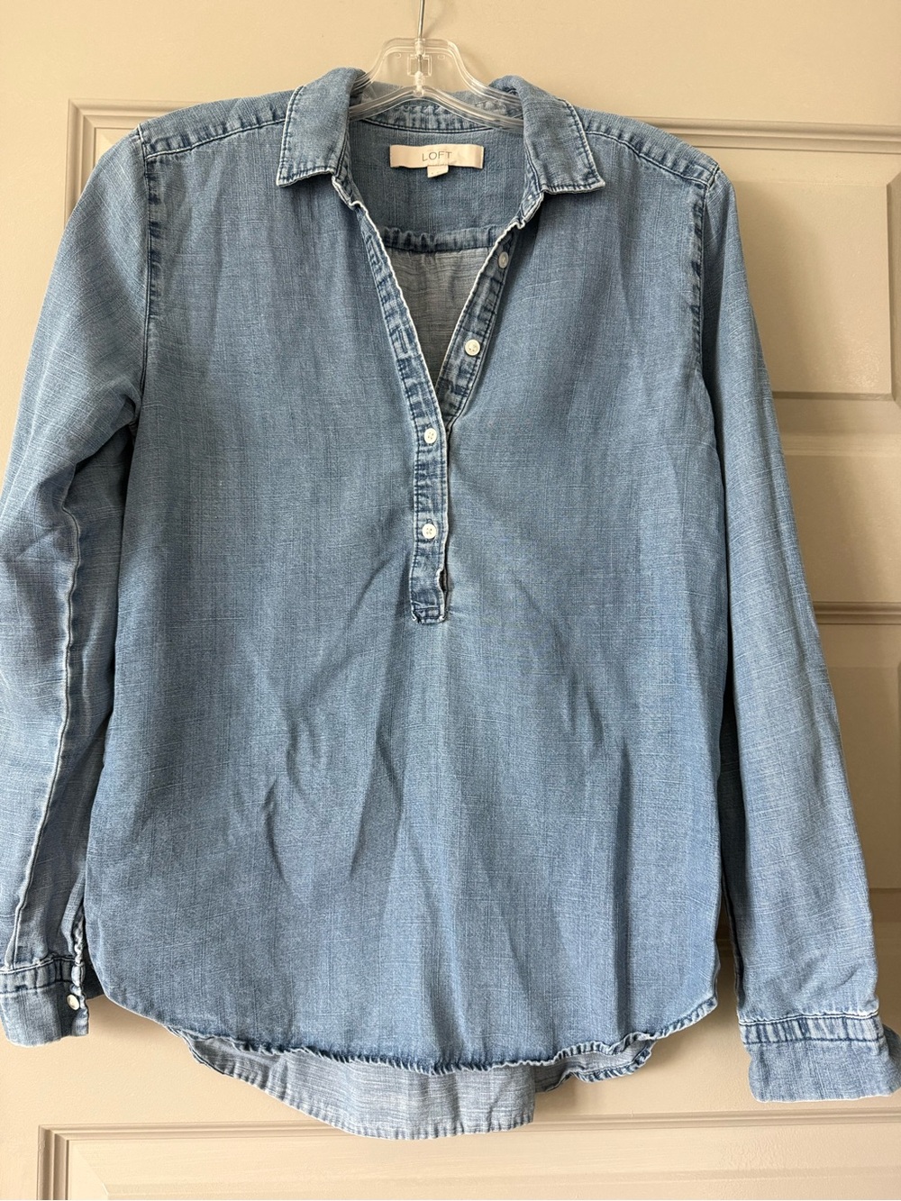 LOFT Light Blue Chambray Shirt Top